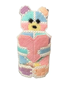 Handgefertigte Nadelspitze Kunststoff Leinwand Taschentuchbox Abdeckung Teddybär Herz Kinderzimmer - Bild 1 von 6