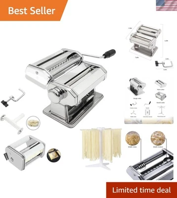 Craft Authentic Pasta: Manual Machine with 9 Thicknesses & Cutter Included - Image 1 of 4
