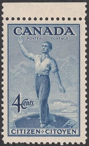 1947 CANADA CANADIAN CITIZEN/CONFEDERATION 80 YEARS 4¢ STAMP, MINT MNH Scott 275 - Picture 1 of 4