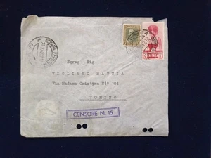ERITREA Pittorica L. 5 +V.E. III Cent. 50 da "ASMARA 20.7.40.XVII" bollo censura - Imagen 1 de 2