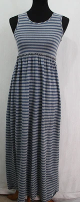Tommy Hilfiger Sz L Blue Gray Stripe Knit Maxi Dress Sleeveless - Image 1 of 4