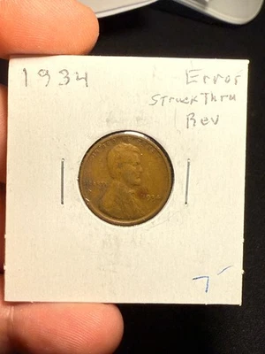 1934 United States Lincoln Cent Error Coin - Image 1 of 2