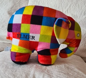 ELMER DER ELEFANT Plüschtier. Heller Regenbogen. Bunt. GROSS 25cm 10" - Bild 1 von 9