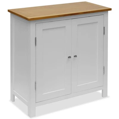 Cupboard White Solid Oak Wood Cupboard Rectangular Modern - Image 1 of 4