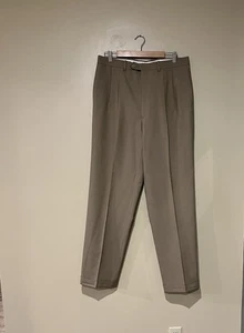 Pantalón Lauren Ralph Lauren Para Hombre 34x34 Plisado 100% Lana Caqui Comodidad Total - Imagen 1 de 8
