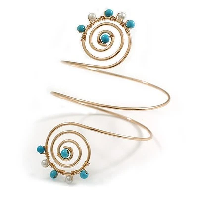 Türkis Perlen Perlen Armkettchen/Oberarmarmband in goldfarben - kommt in Einheitsgröße - Bild 1 von 4