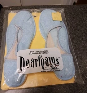 Vintage 1960's Dearfoams Slippers Slides Womens 5-6 S Baby Blue New DS USA Made - Picture 1 of 7