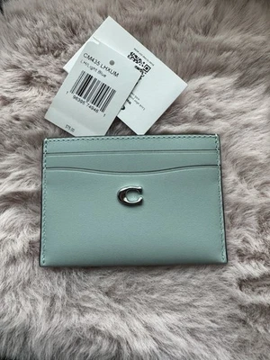 Estuche para tarjetas Coach Essential oficial CM435 NUEVO CON ETIQUETAS plateado/azul claro Foto 1 de 4