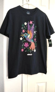 Neu mit Etikett Mayan Playeras T-Shirt 100 % Baumwolle Verzierung volumetrischer Druck marineblau M - Bild 1 von 4