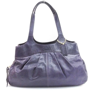 Coach Satchel Semi-Shoulder Bag Handbag Leather 14052 Purple Women - Picture 1 of 9