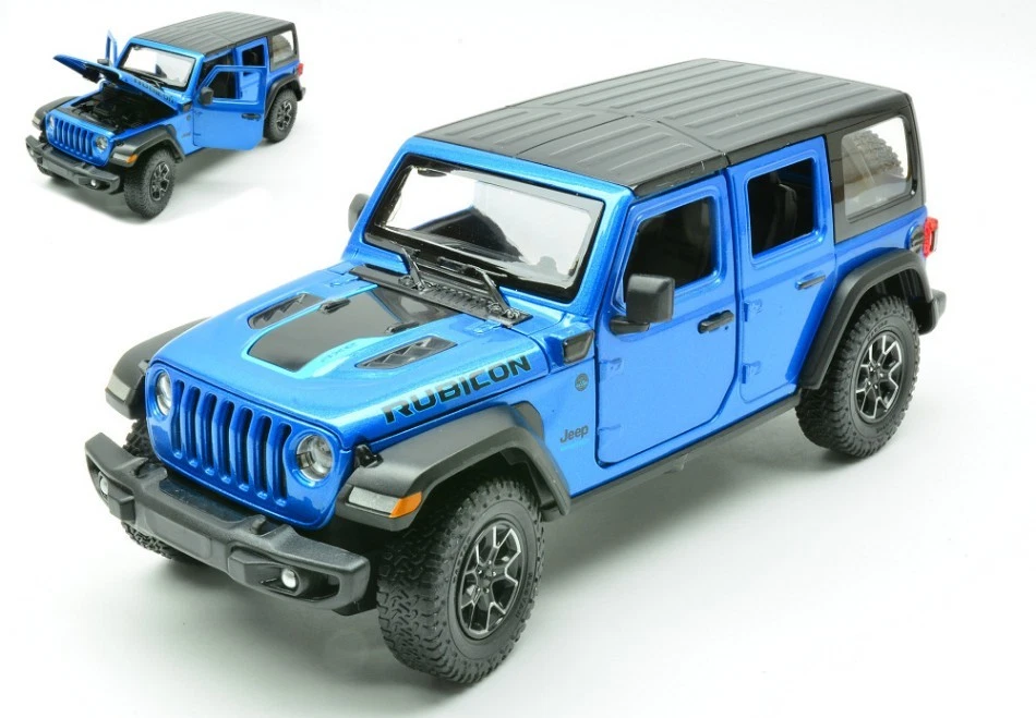 Modellino auto scala 1:24 JEEP WRANGLER RUBICON 4xe BLUE modellismo statico - Immagine 1 di 1