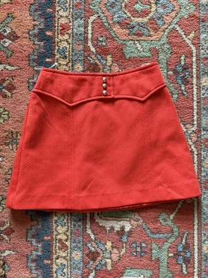 Saia feminina forrada discoteca vermelha anos 70 vintage tamanho aproximado 7-8 - Imagem 1 de 4