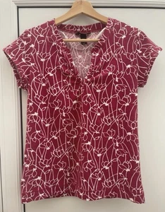 H&M Deep Pink With White Floral Pattern, Cap Sleeves T-Shirt, EUR M - Picture 1 of 6