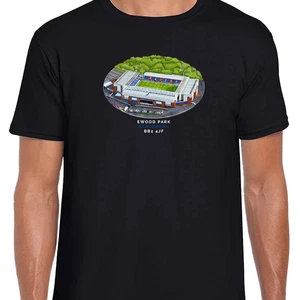 Blackburn Rovers Around The Grounds Ewood Park Aquarell Schwarz T-Shirt Tee - Bild 1 von 5
