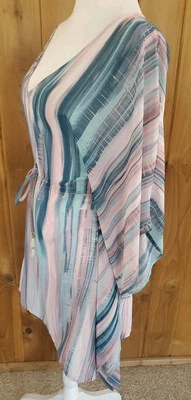 Jantzen Caftán Encubrimiento con Borla Detalles Rayas Derretidas XS Foto 1 de 4