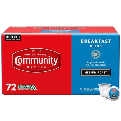 Community Coffee Breakfast Blend 72 Count Coffee Pods, Medium Roast, 72 Count
