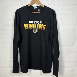 Camiseta negra de hockey Boston Bruins NHL manga larga para hombre talla grande cuello redondo - Imagen 1 de 9