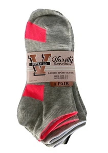 Paquete de 6 calcetines deportivos de verano coloridos para mujer Varsity surtidos - Imagen 1 de 4