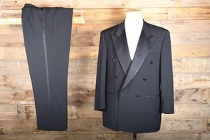 Coleman & Sons Doble Botonadura Esmoquin Comedor Traje 44R 36W 29L Lana Dormeuil Negro - Imagen 1 de 13