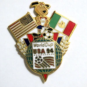 1994 US Mexico World Cup Soccer Event Pin Flags & Striker Mascot Peter David - Picture 1 of 3