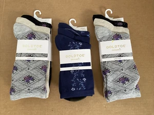 3 pks of 3 Women's Gold Toe Casuals Ultra Soft Socks Size 6-9 TWO ALIKE GoldToe - Picture 1 of 5