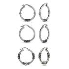 Set of 3 Pair 925 Sterling Silver Top Bali Hoop Earring for Women 30MM