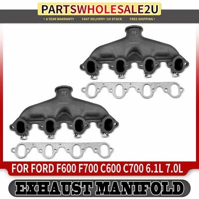 2x Colector de escape lateral derecho y derecho con kit de junta para Ford C600 700 F600 6,1 L 7,0 L Foto 1 de 4