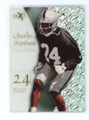 1998 Skybox e-X 2001 Charles Woodson Rookie RC #58 Oakland Raiders JX3128 - Image 1 of 2