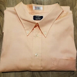 NEW Gitman Bros Mens Long Sleeve Button Down Shirt 22/35 Big & Tall Peach Oxford - Picture 1 of 6