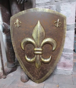 WANDDEKO SCHILD FLEUR de LIS MITTELALTER STIL METALL RITTERRÜSTUNG RITTER NEU - Bild 1 von 2