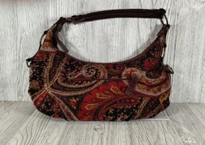 Gobelin Paisley Design Schultertasche Lederriemen fünf Fächer Lesen Geldbörse - Bild 1 von 9