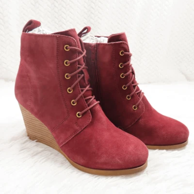 Botín Diba Borgoña Gamuza Negra Cuña Detalle Con Cordones 7.5 Foto 1 de 4