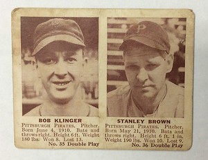 1941 DOUBLE PLAY # 35 BOB KLINGER- #36 STANLEY BROWN CARD #36 NORMAL CORNER WEAR