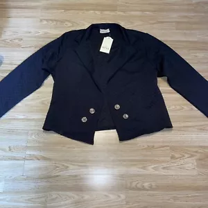 Ladies Mini Short Blazer Quilted Effect Gold Button Size 18* Black - Picture 1 of 5