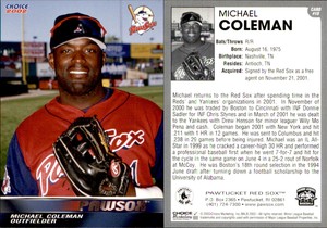 Michael Coleman 2002 Choice Pawtucket Red Sox #10 Card *AutographDen*