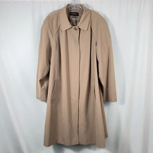 Gallery Woman Long Button Down Car Coat Size 1X Lined Camel Neutral Classic Chic - Picture 1 of 16