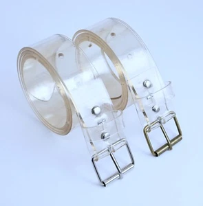 MANN/FRAU 1 3/8" (35MM) #35R) KLAR TRANSPARENT GÜRTEL MIT METALLSCHNALLE USA - Bild 1 von 10
