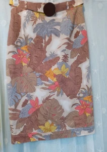 Vintage Hawaiian Tropical Print Skirt With Matching Belt Sz 42 - Picture 1 of 5