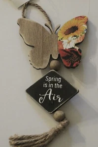 Wood Spring is in the Air Butterfly Garden Wall Hanging Decor 9in x 3in - Picture 1 of 1