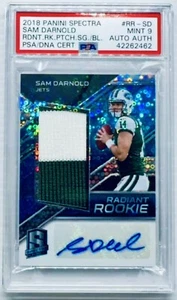 2018 Spectra Sam Darnold Radiant RPA Neon Blue Rookie Patch Auto RC #06/30 PSA 9 - Bild 1 von 2
