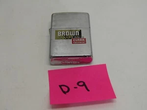 D-9 OLD USED ZIPPO LIGHTER CLARK EQUIPMENT BROWN TRACTORS COLLECTABLE - Picture 1 of 2