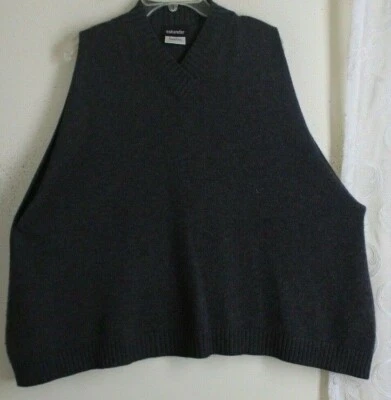 Eskandar O/S Plush 100% Cashmere Gray Blue Brown Melange Knit Sweater Vest  - Image 1 of 4