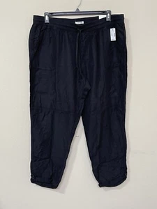 Maurices Women’s Black Weekender High Rise Waistband Drawstring Crop Pants s 18W - Picture 1 of 14