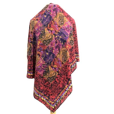 MISSONI PAISLEY ROJO ENROLLADO A MANO CUADRADO Bufanda de seda 35/34 pulgadas #A112 Foto 1 de 3