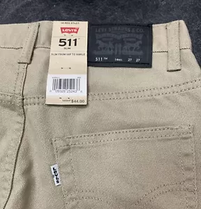 Levis 511 Slim Boys Kids Size 14 Regular 27x27 Stretch Beige Chino Khaki Pants - Picture 1 of 9