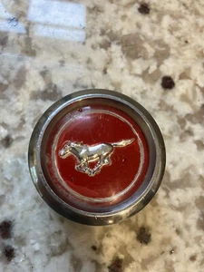 (1) vintage chrome / red Ford Mustang wheel center cap - Picture 1 of 3