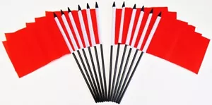 12 Pack 4x6 Inch Solid Red Small Miniature Stick Desk & Little Mini Table Flags - Picture 1 of 1