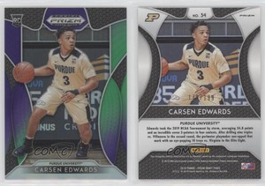 2019 Panini Prizm Draft Picks Purple and Green /199 Carsen Edwards #34 Rookie RC