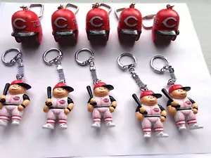 VINTAGE MLB CINCINNATI REDS Lil Sports Brat Key Chains PLAYERS & HELMETS 10 Pc - Picture 1 of 2