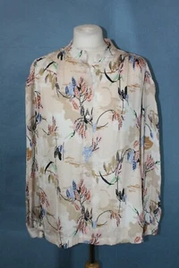 NEU OHNE ETIKETT GRÖSSE 6 EX M&S ELFENBEIN GEMUSTERTE BLUSE 1655 - Bild 1 von 5